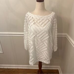 Coleman collection white on white blouse- Size S